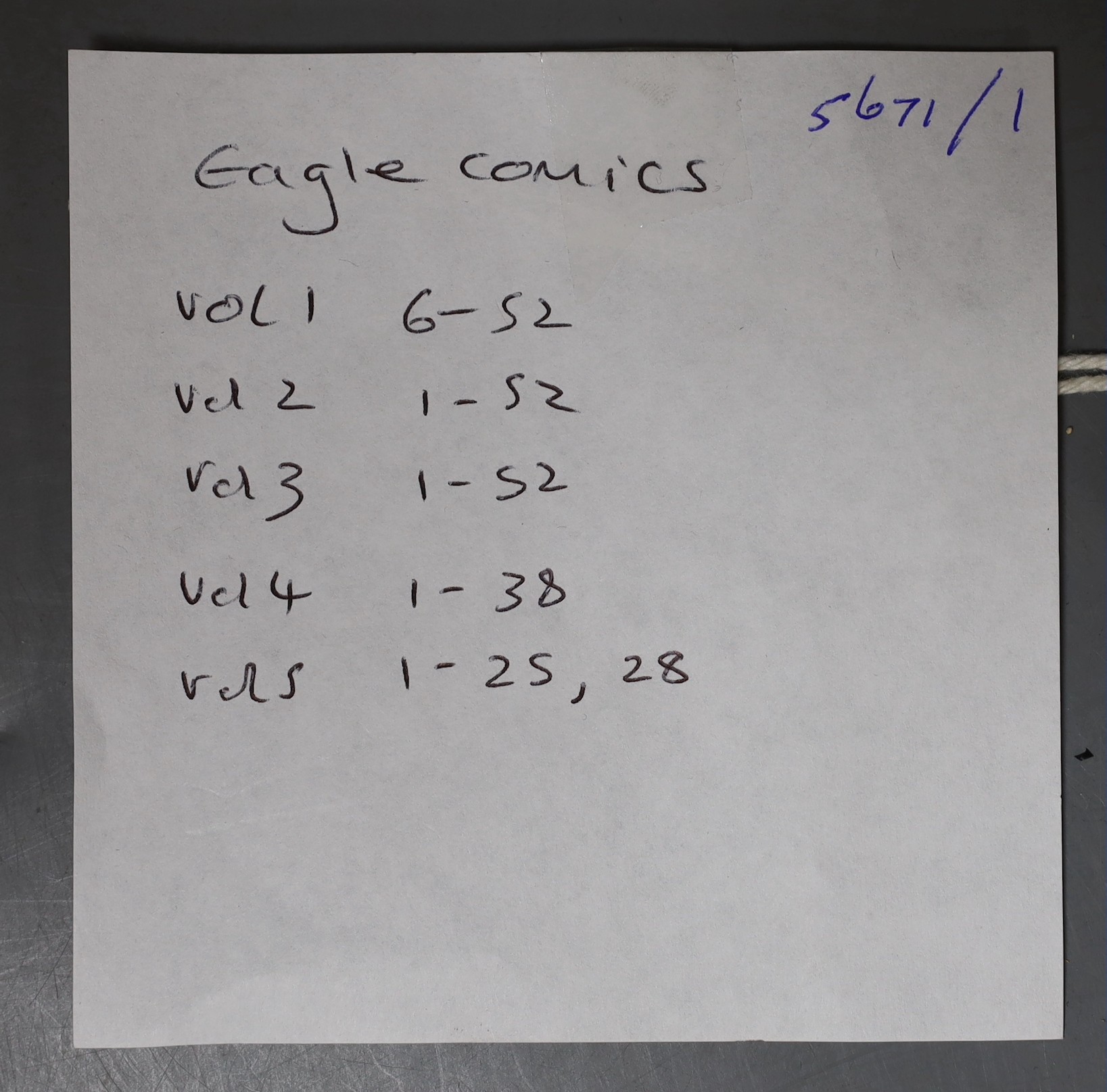 Eagle Comics, from Vol. 1, no. 6, May 1950, to Vol. 5, 1954, a near-complete run